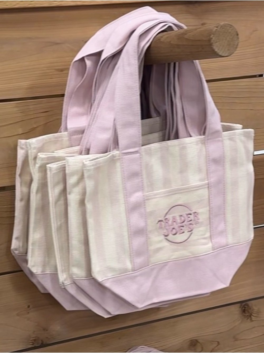 Trader Joe's Pink Stripe Canvas Tote